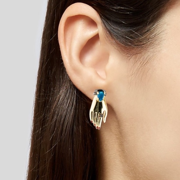 Alexis Bittar Crystal & Stone Vanitas Hand Stud Earrings. NWOT - Picture 6 of 6